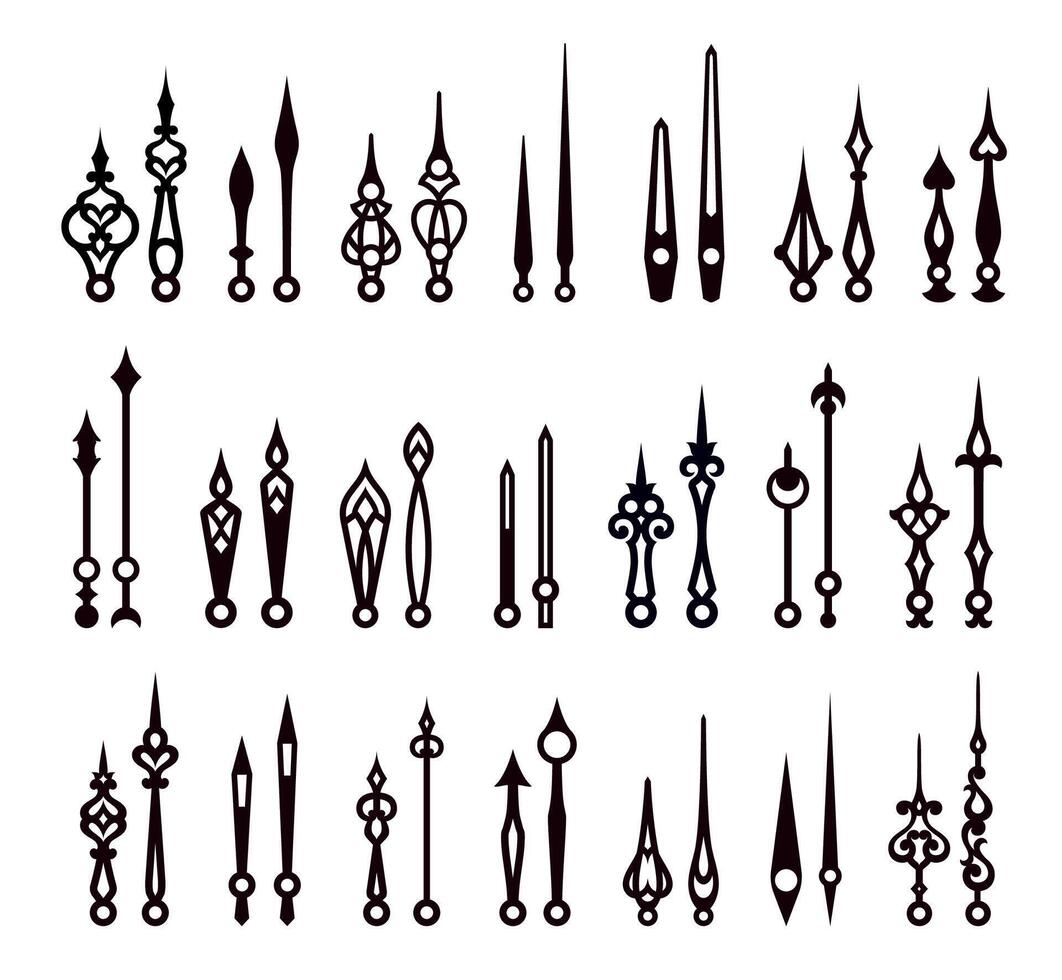 Watch arrows, clock hands, time pointers set vector