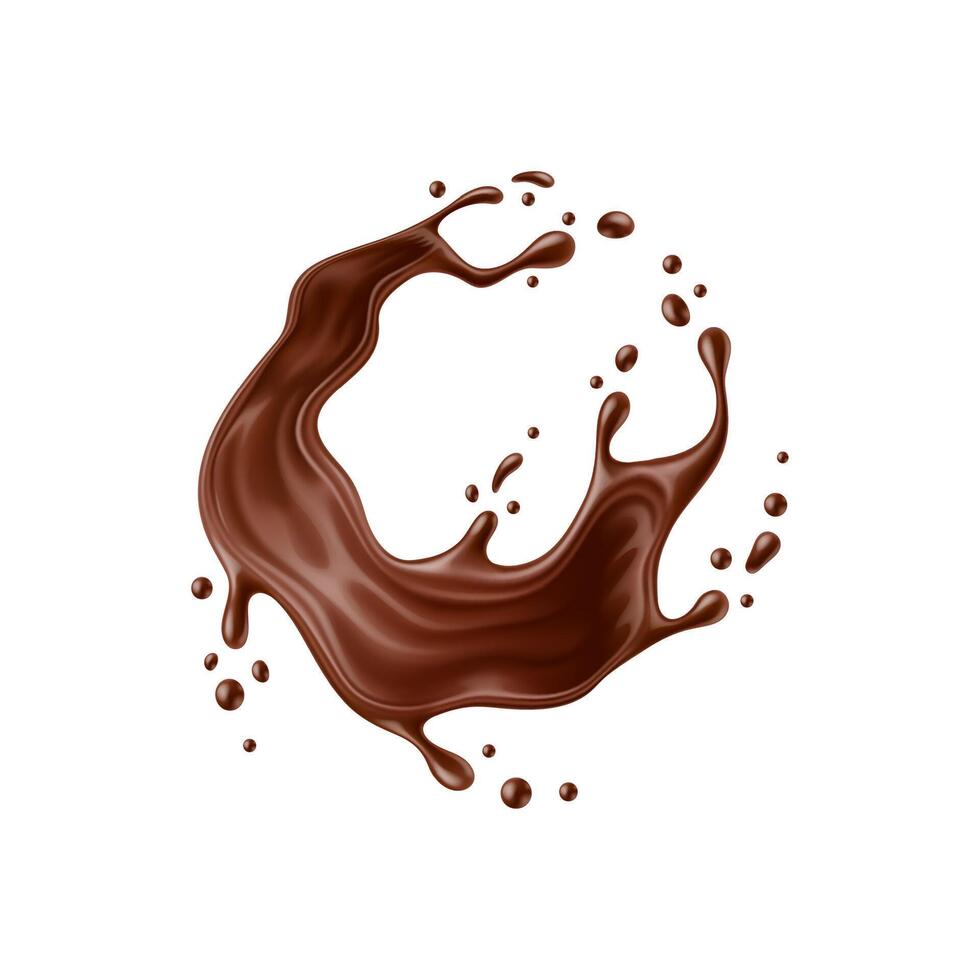 Realistic chocolate milk round splash wave vector