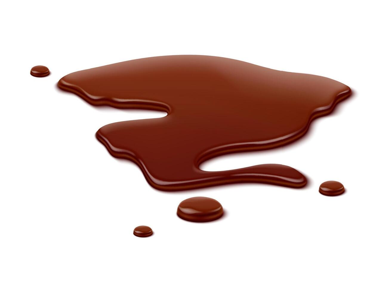 Chocolate puddle, brown choco spill, liquid blot vector