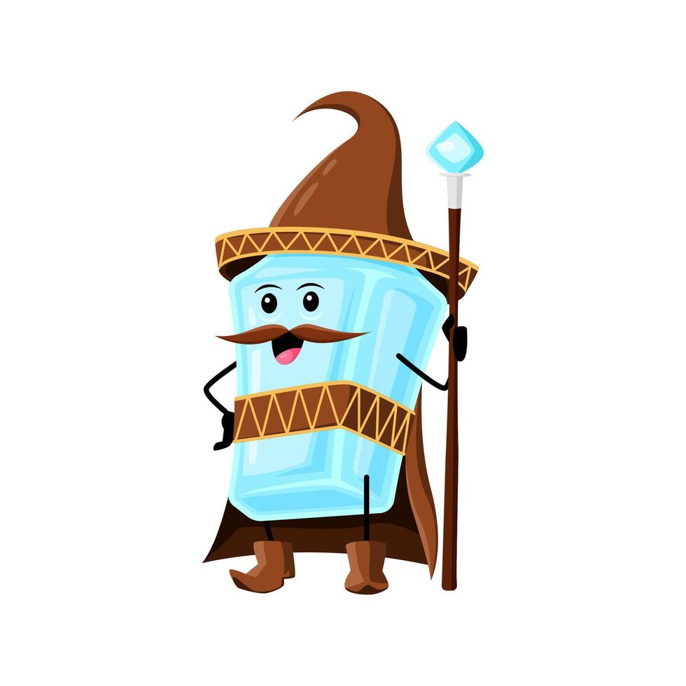 Cartoon Halloween pulque bottle wizard and mage vector