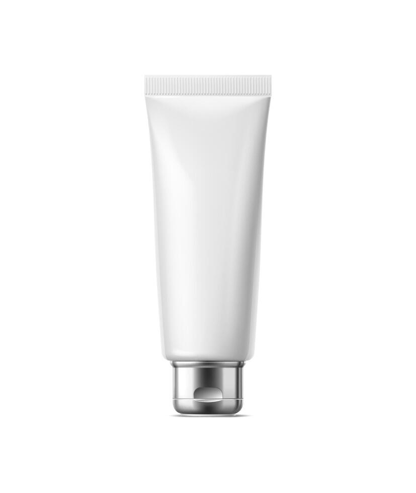 Realistic cosmetics product tube, white cream tuba vector