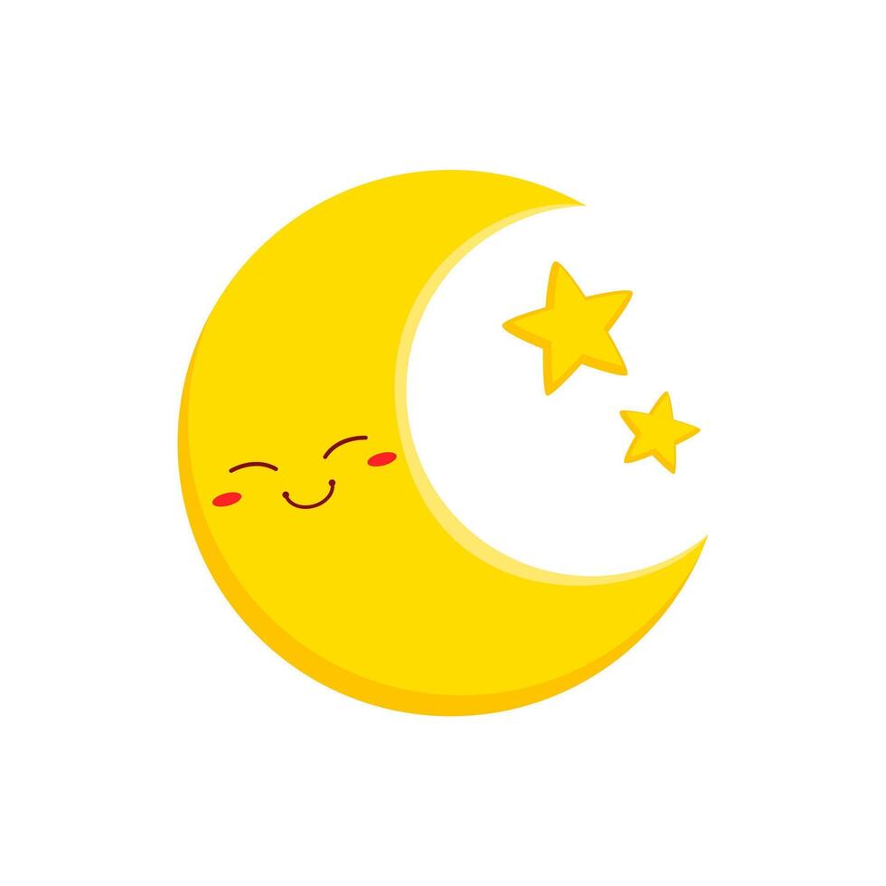 Sleeping moon and stars funny cartoon characters vector