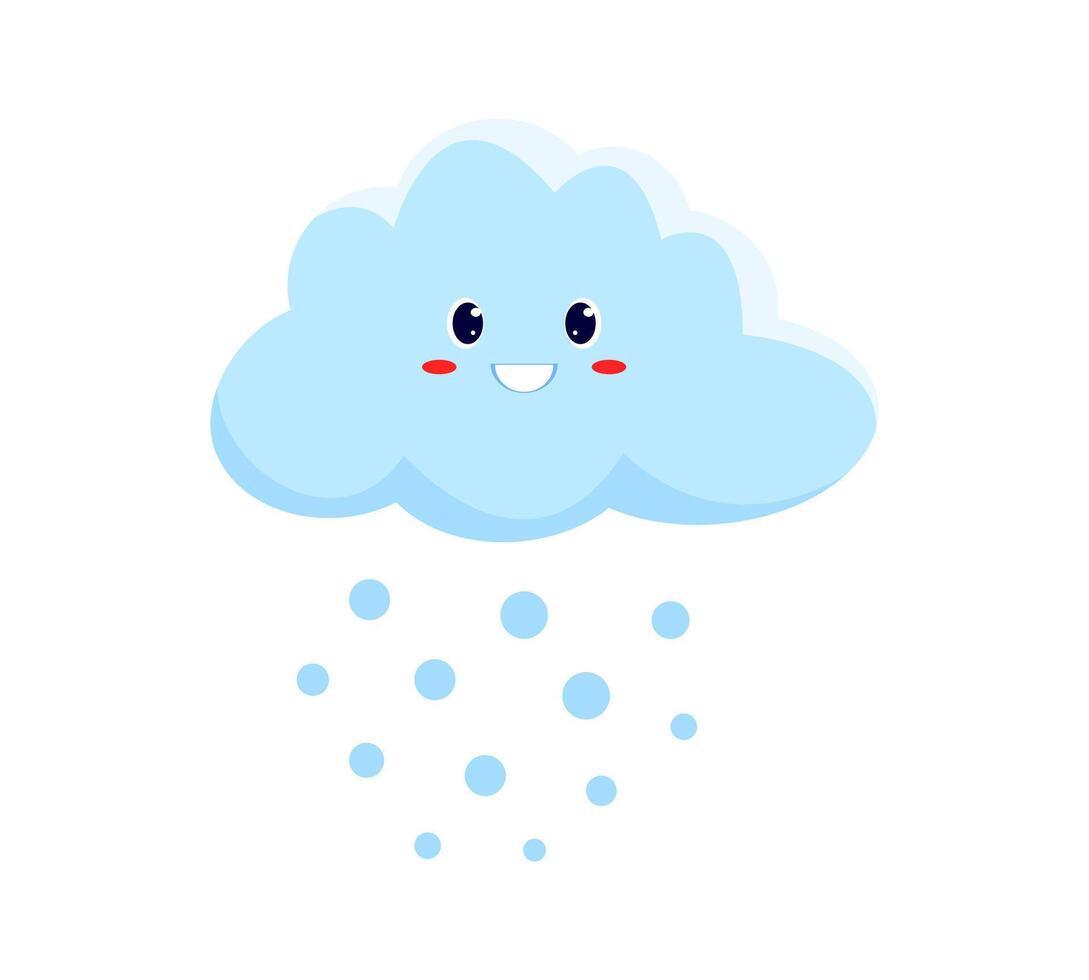 Smiling cloud and rain drops cartoon character vector