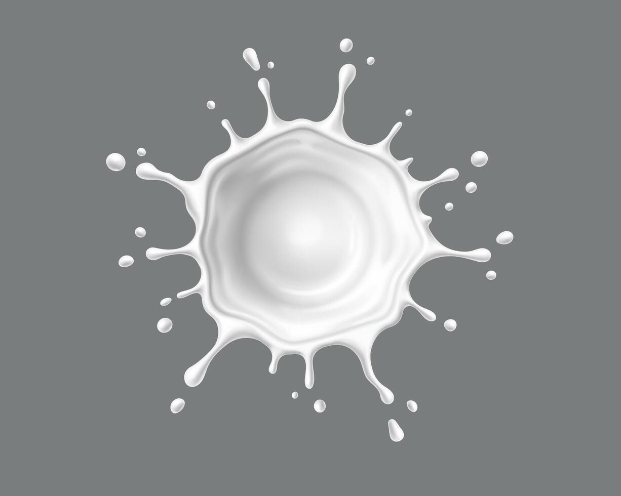 Liquid white yogurt or milk flow round splash vector