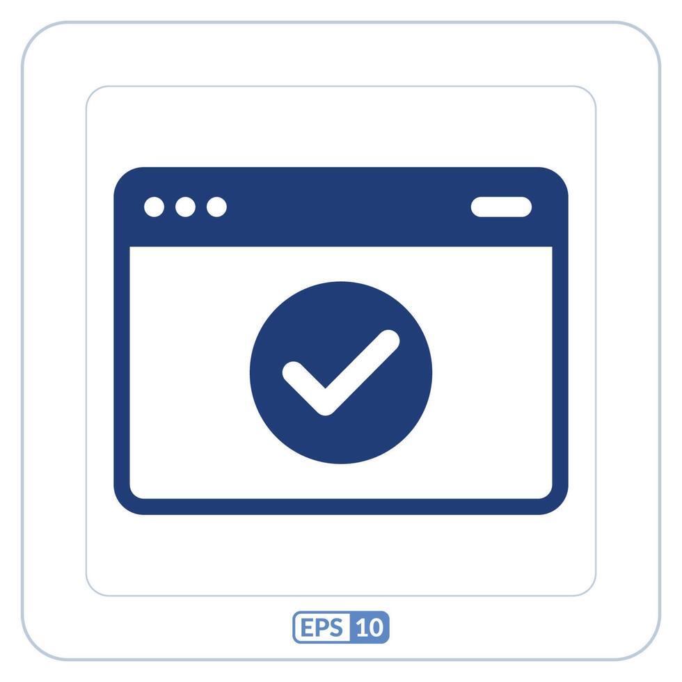 Digital check mark icon. Online done checkmark symbol on computer screen vector