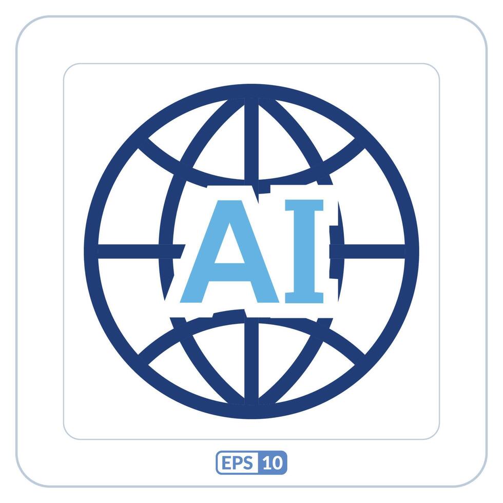 Global artificial intelligence icon. Artificial intelligence internet symbol vector