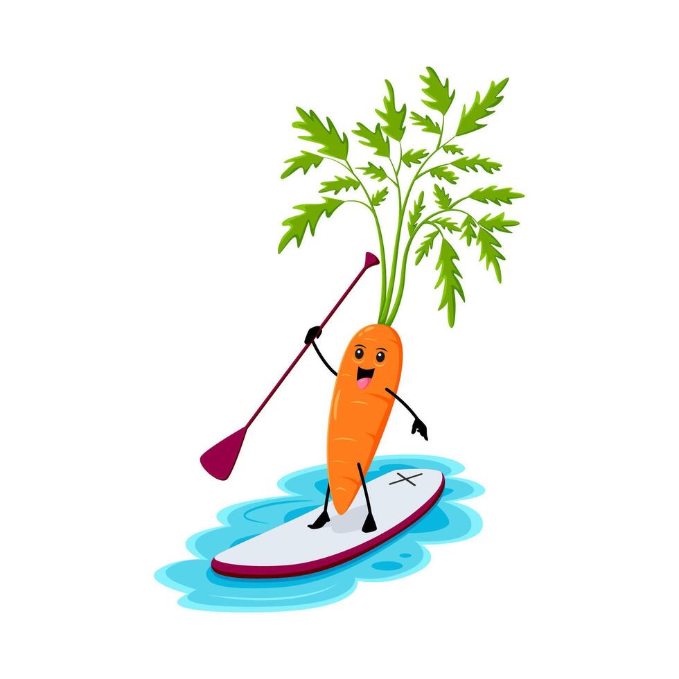 Cartoon carrot vegetable character on supboard vector