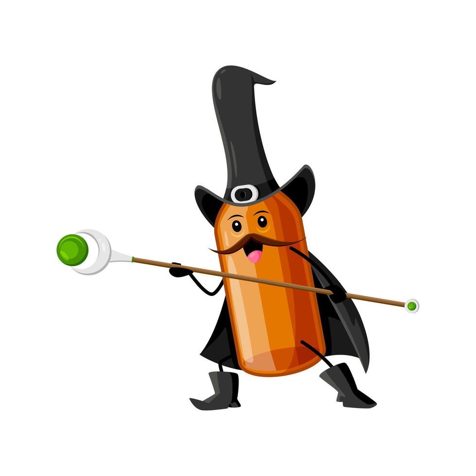 Cartoon Halloween mezcal wizard and mage character vector