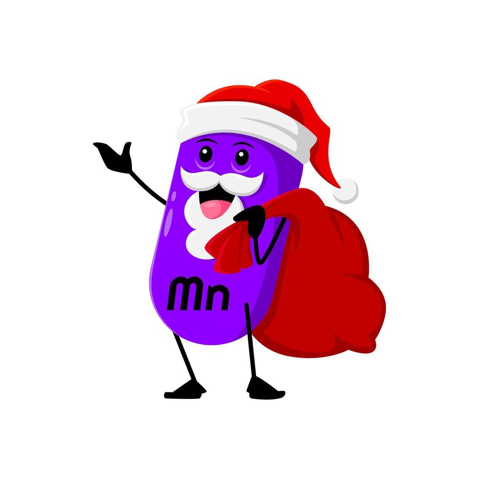 Cartoon christmas mn micronutrient Santa character vector