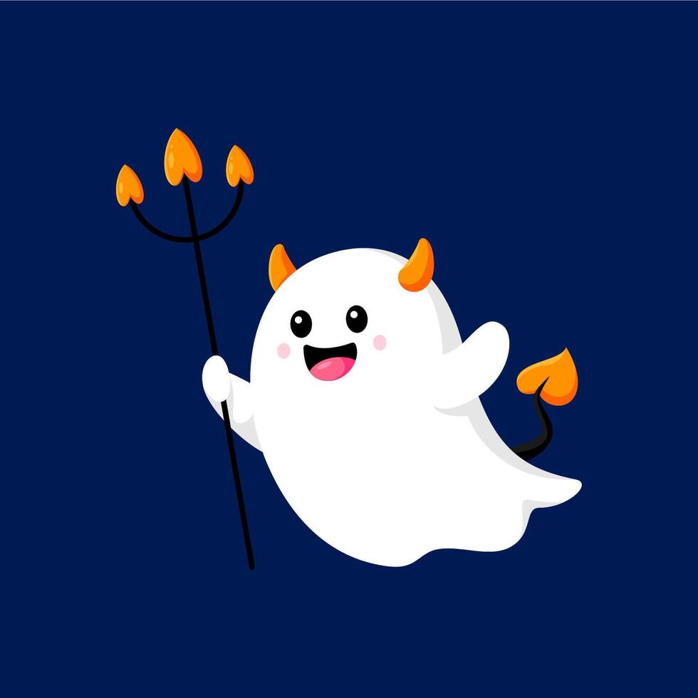 Halloween kawaii ghost devil or cartoon funny boo vector