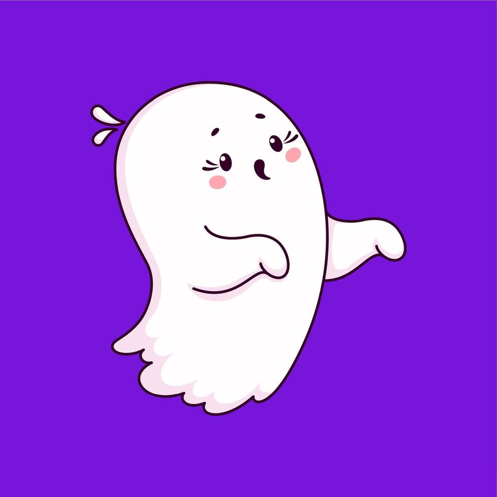 Cartoon Halloween kawaii cute ghost character boo vector