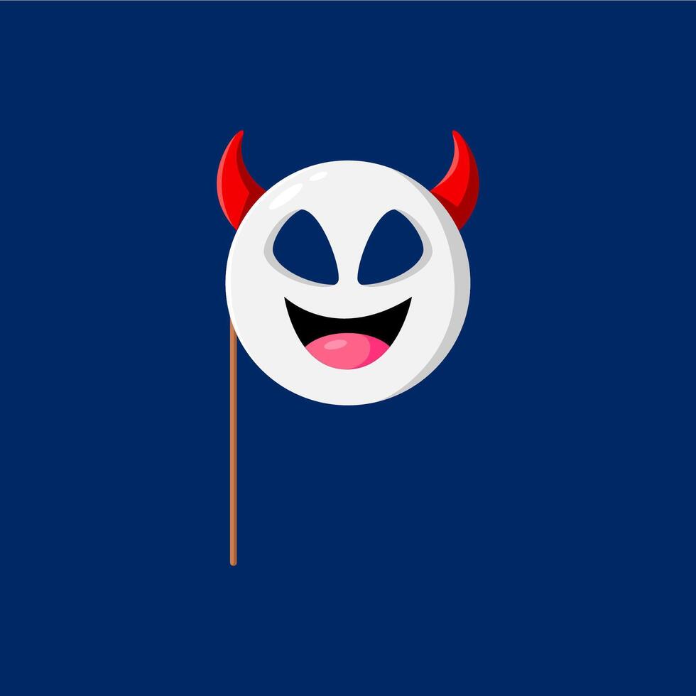 Cartoon halloween devil photo booth mask with prop vector