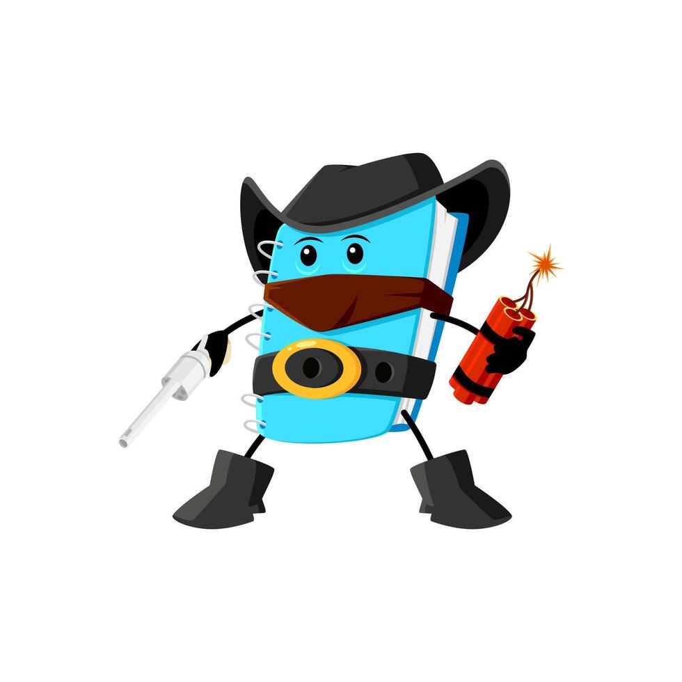 Cartoon notebook supply cowboy with dynamite vector