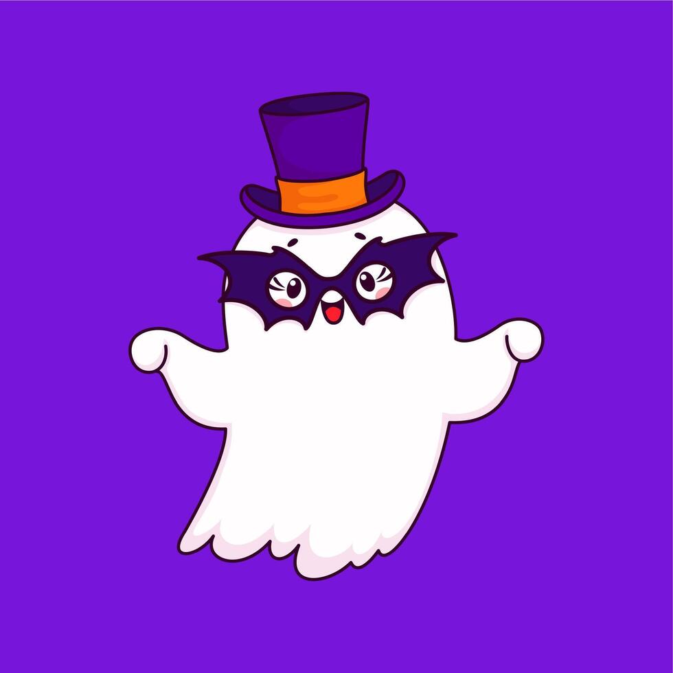Cartoon Halloween kawaii ghost in mask character vector