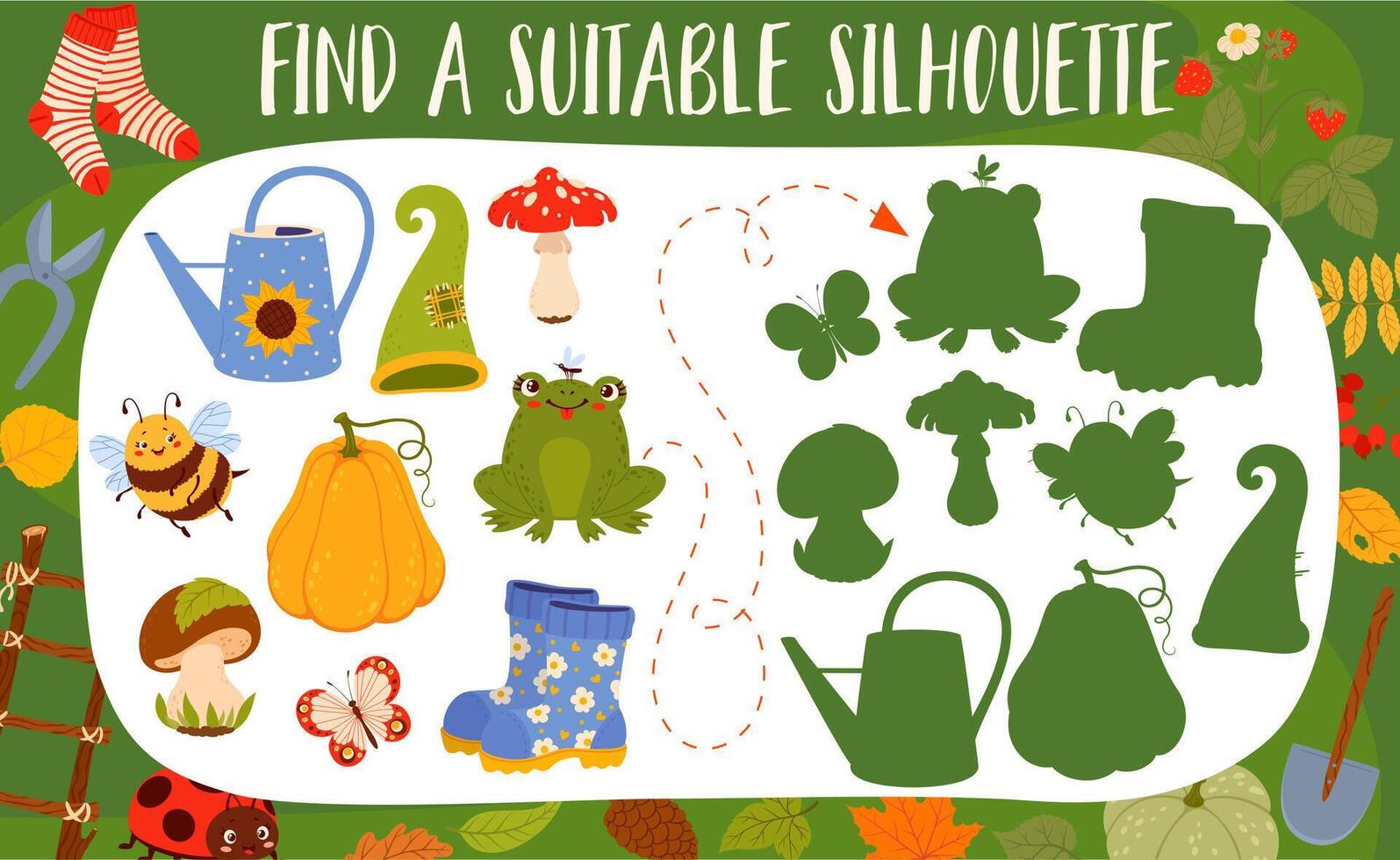 Find suitable of autumn leaf, animal, garden tool vector