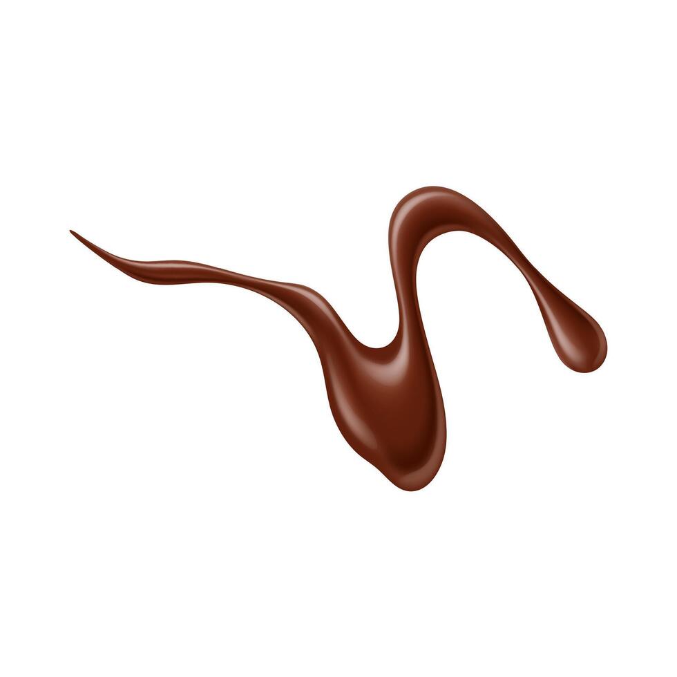 Chocolate sauce syrup drop, splash, stain or swirl vector