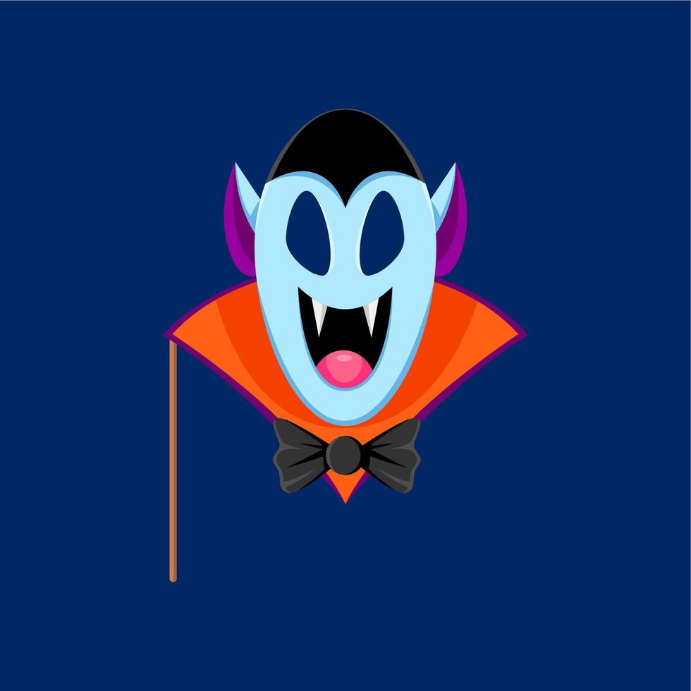 Cartoon Halloween photo booth Dracula mask, props vector