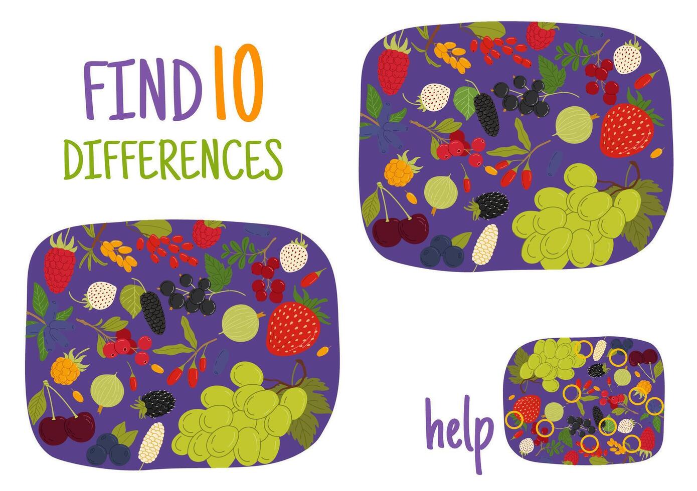 Find differences between forest and garden berries vector