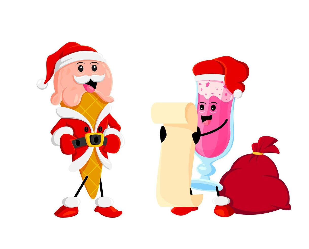 Cartoon fast food ice cream and cocktail character vector