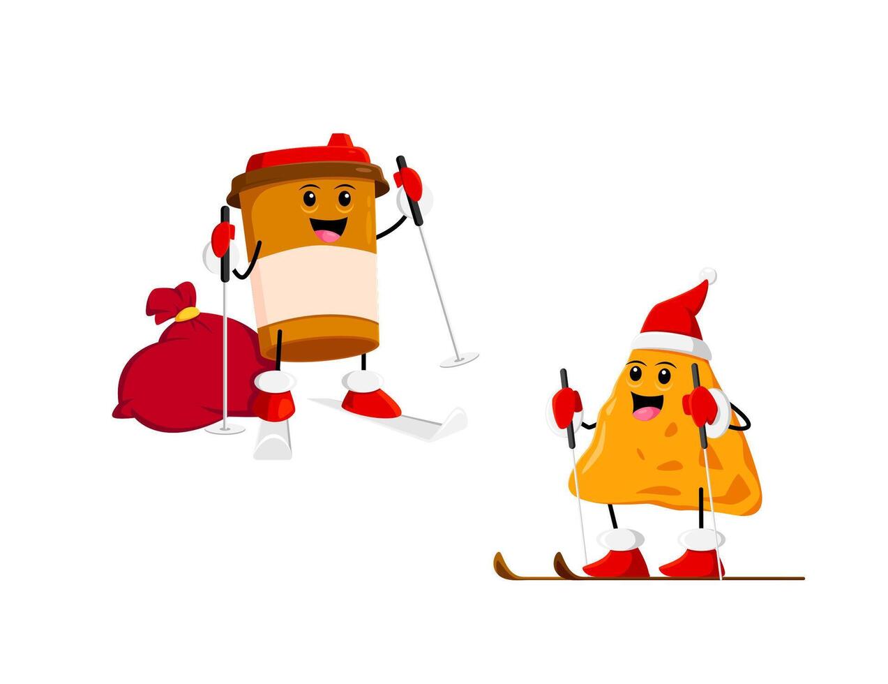 Cartoon fast food coffee and nachos characters vector