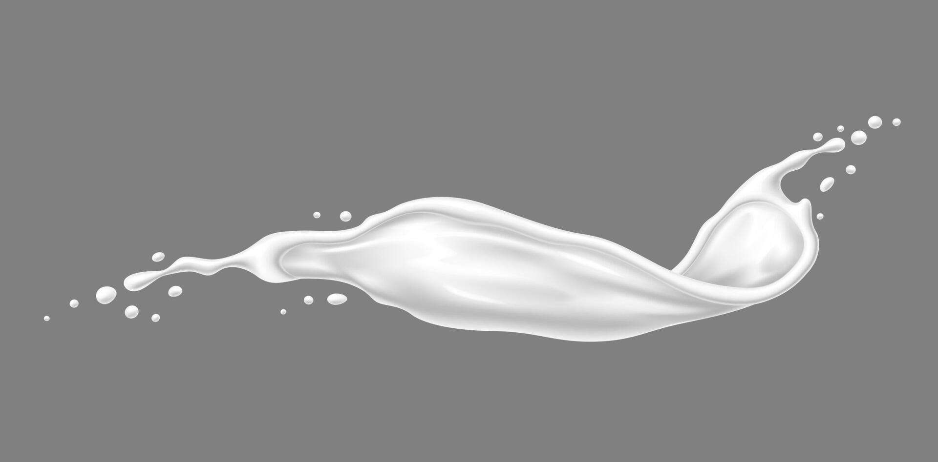 White milk cream or yogurt, dairy drink wave 3d vector