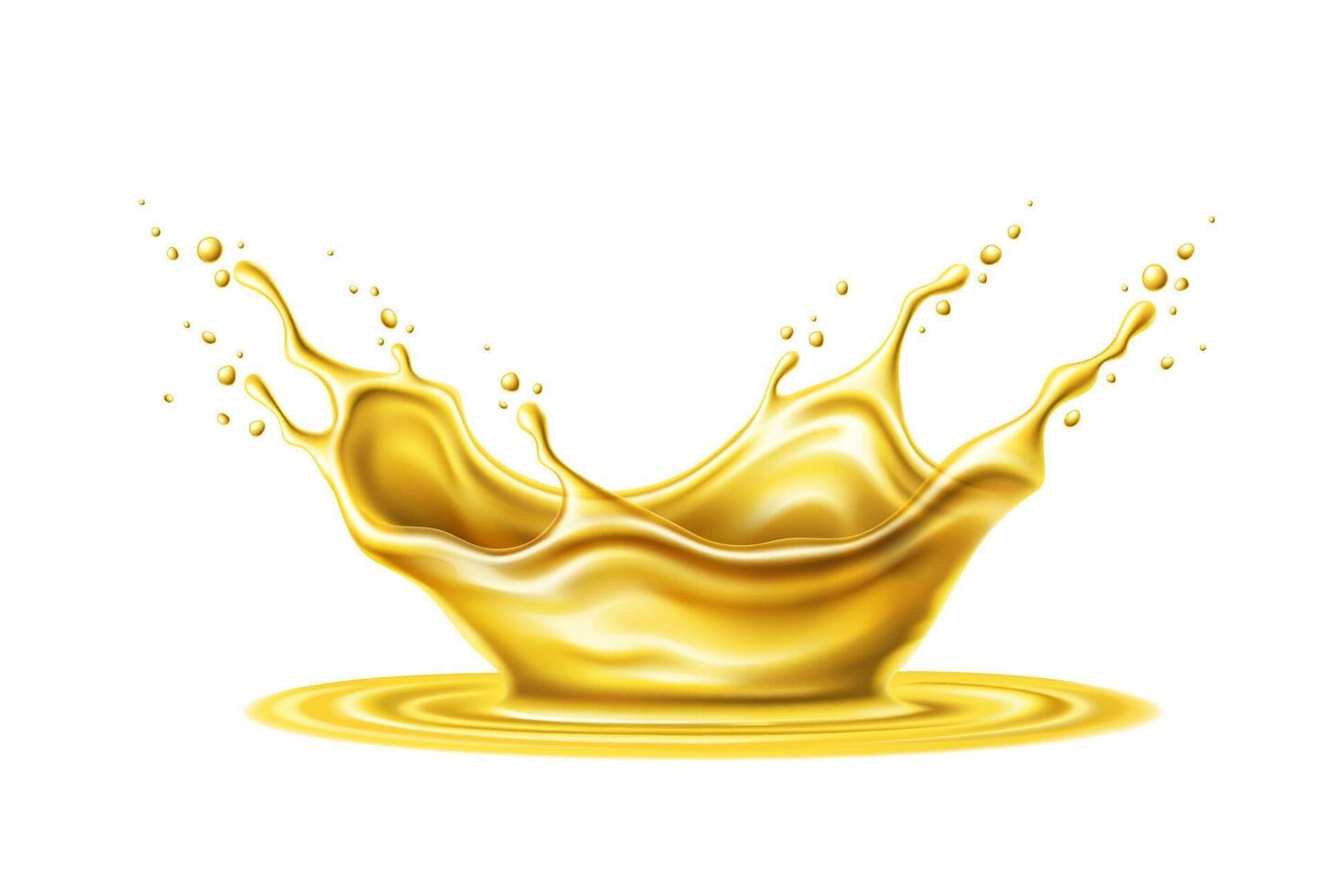 Oil corona splash with drops, 3d Splashing vector