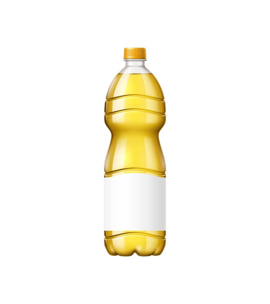 Sunflower oil bottle mockup with clean blank label vector