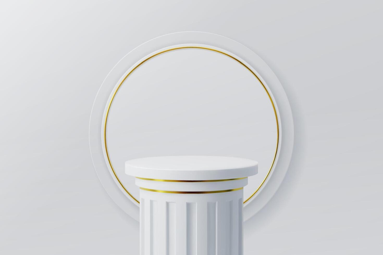 Column podium with round frame, pillar display vector