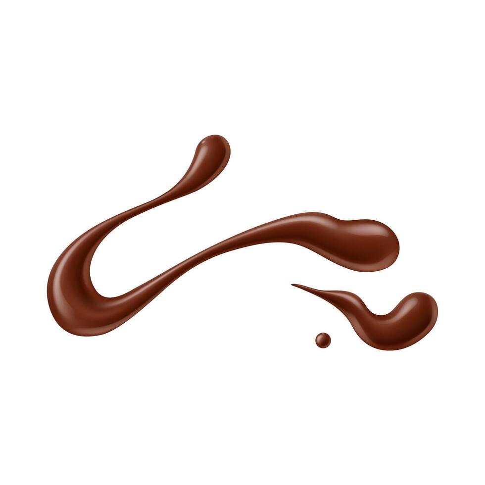 Realistic chocolate sauce, syrup splash wave stain vector