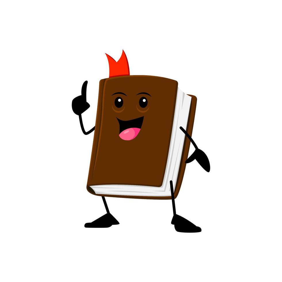 Cartoon cheerful textbook funny school character vector