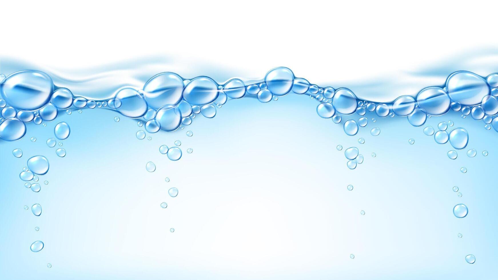 Realistic water wave surface with bubbles, fizz vector