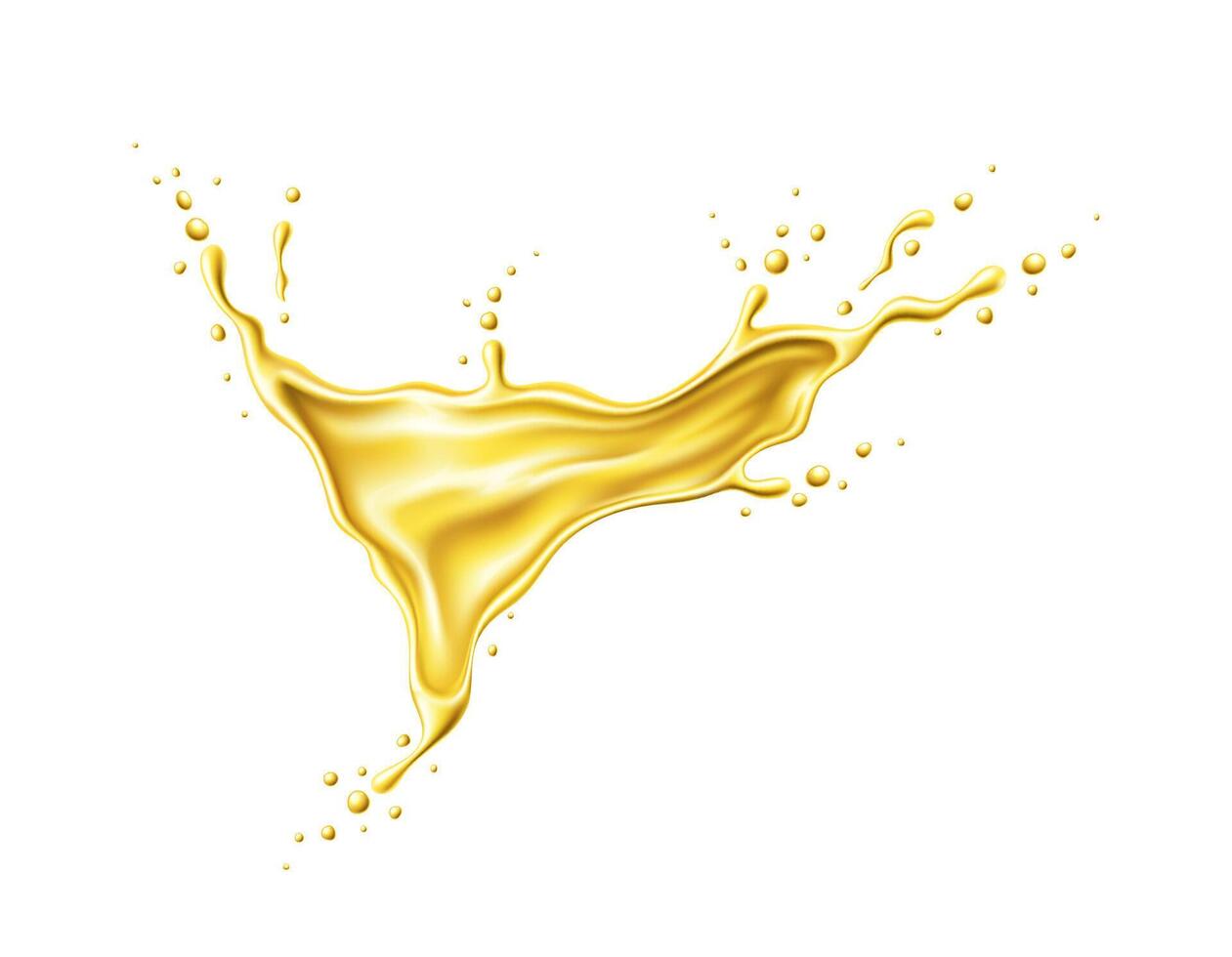 Oil flow splash with drops, 3d liquid burst vector