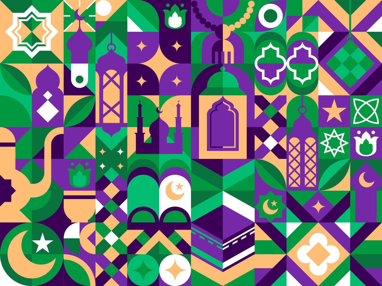 Ramadan kareem islamic geometric mosaic pattern vector