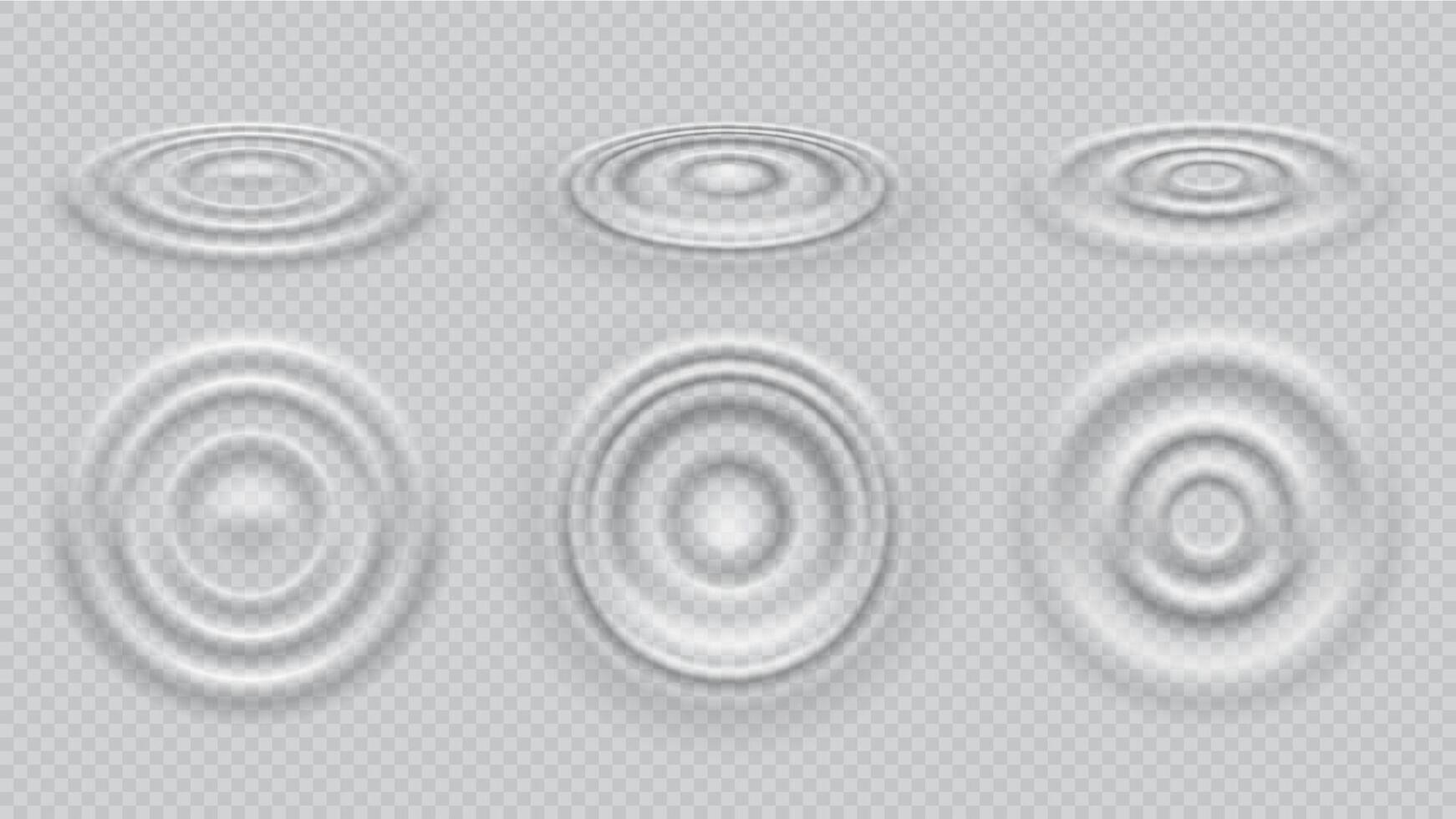 Ripple water wave top view realistic 3d set vector