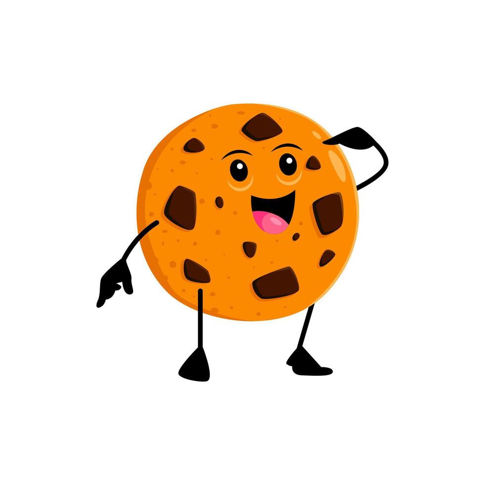 Cartoon cheerful cookie funny fast food character vector