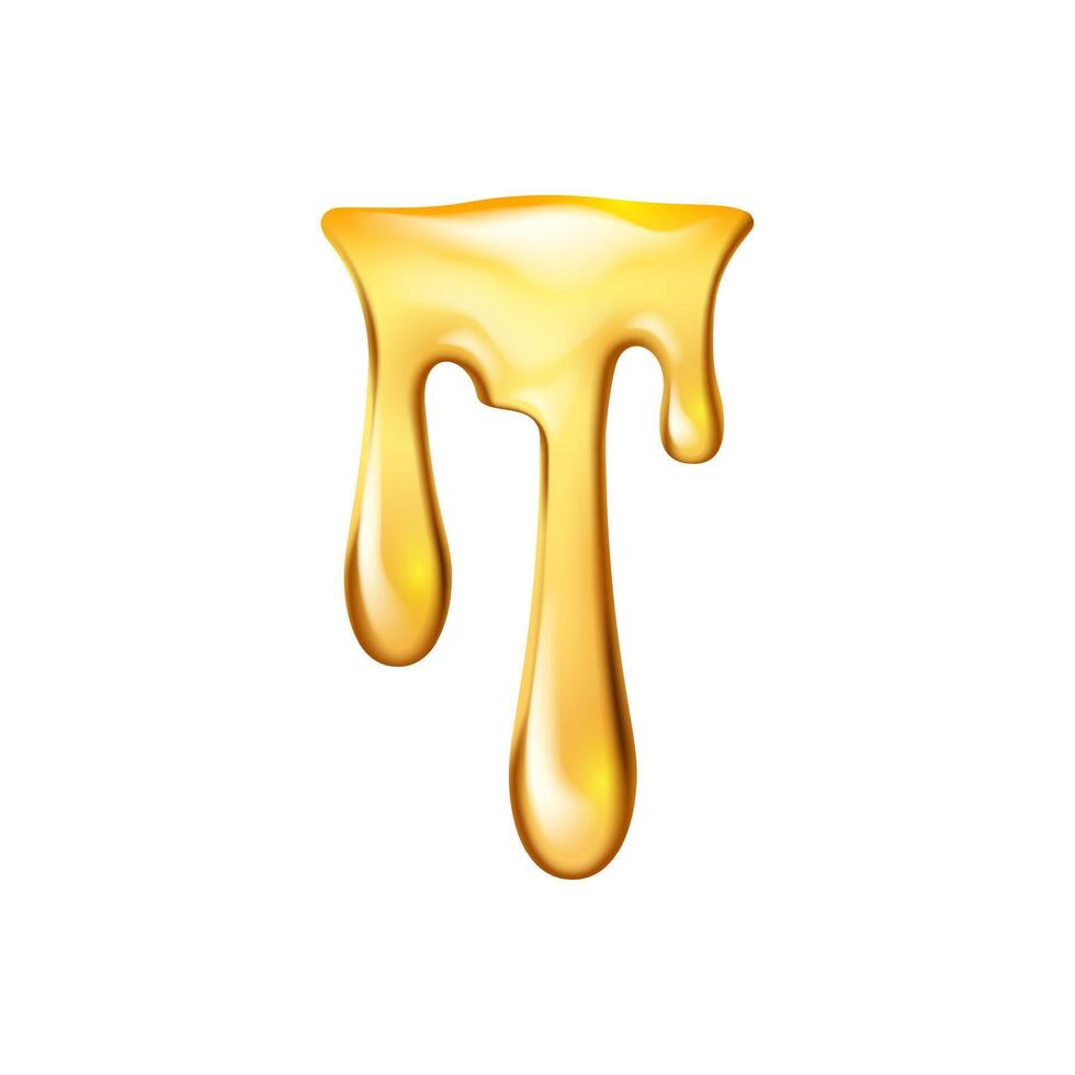 Realistic honey drops, melting caramel or syrup vector
