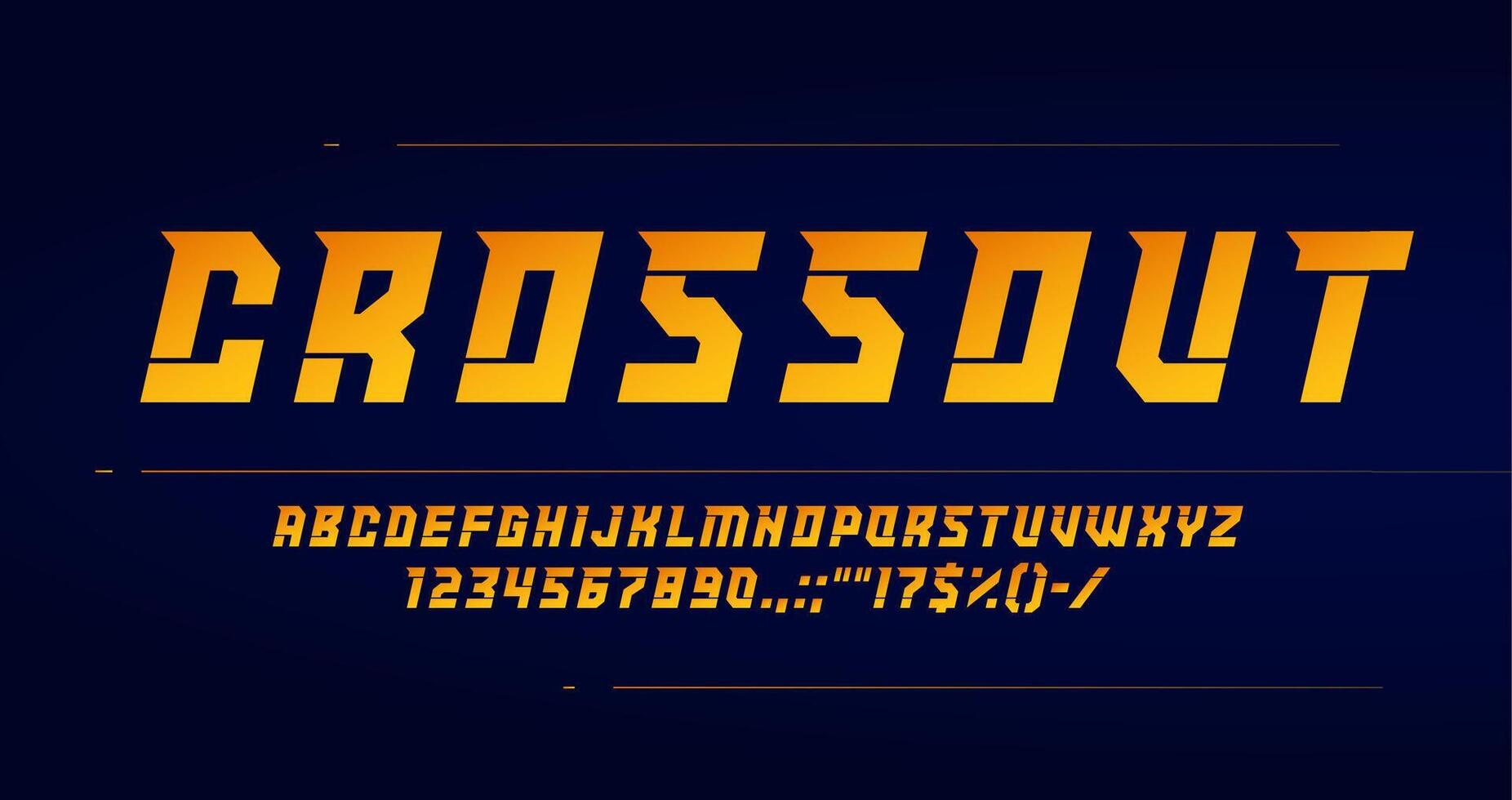 Sport game font, sharp typeface, english alphabet vector
