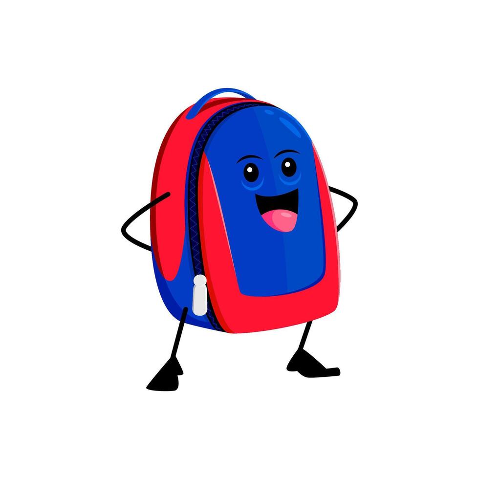 Cartoon cheerful funny school bag character vector
