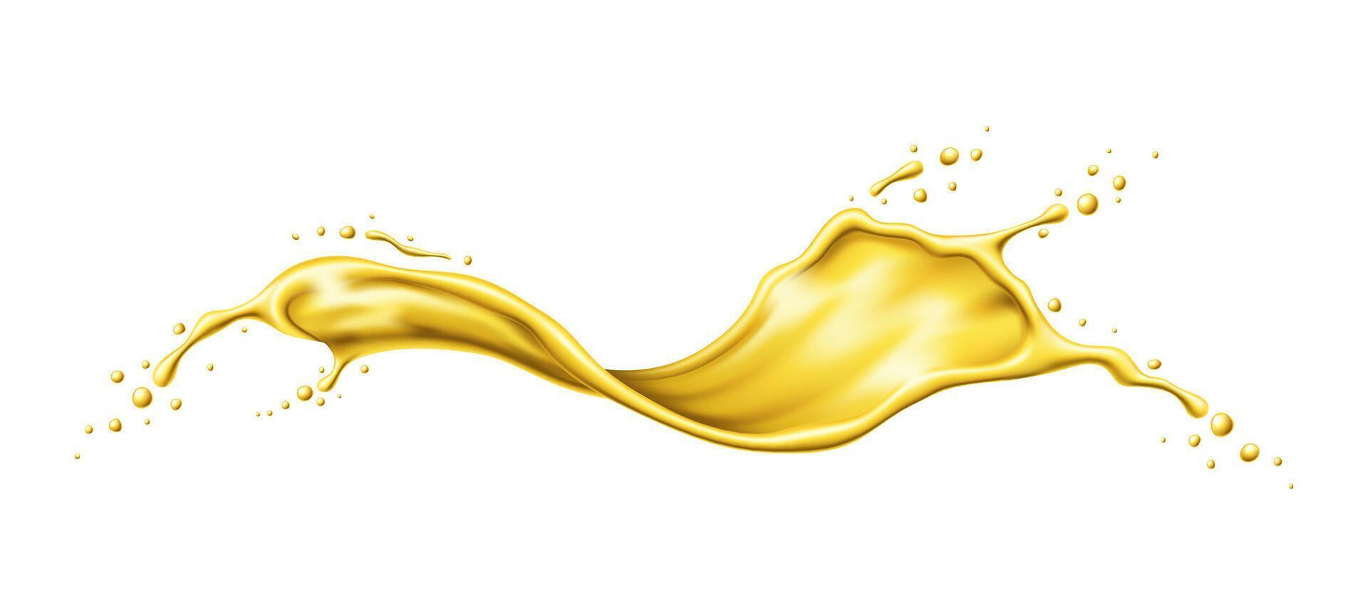 Yellow beer, oil or juice splash, liquid swirl vector