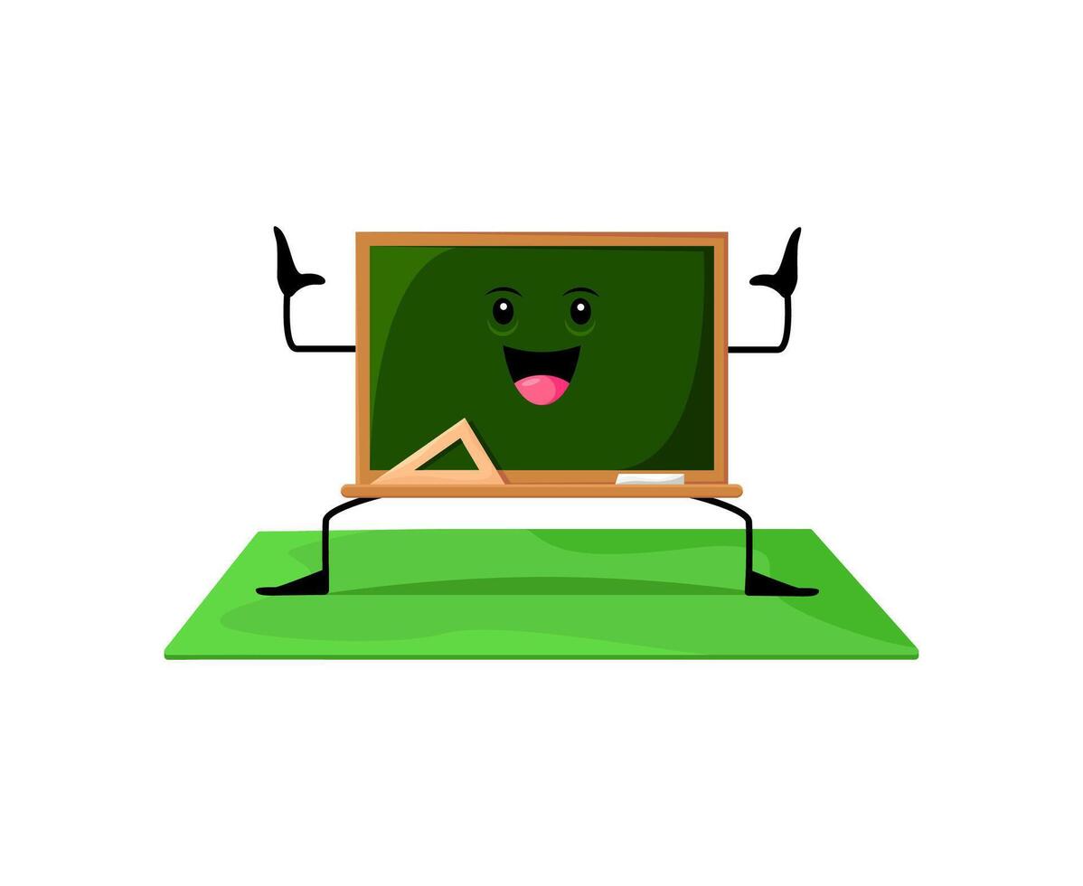 Cartoon blackboard school supply character on yoga vector