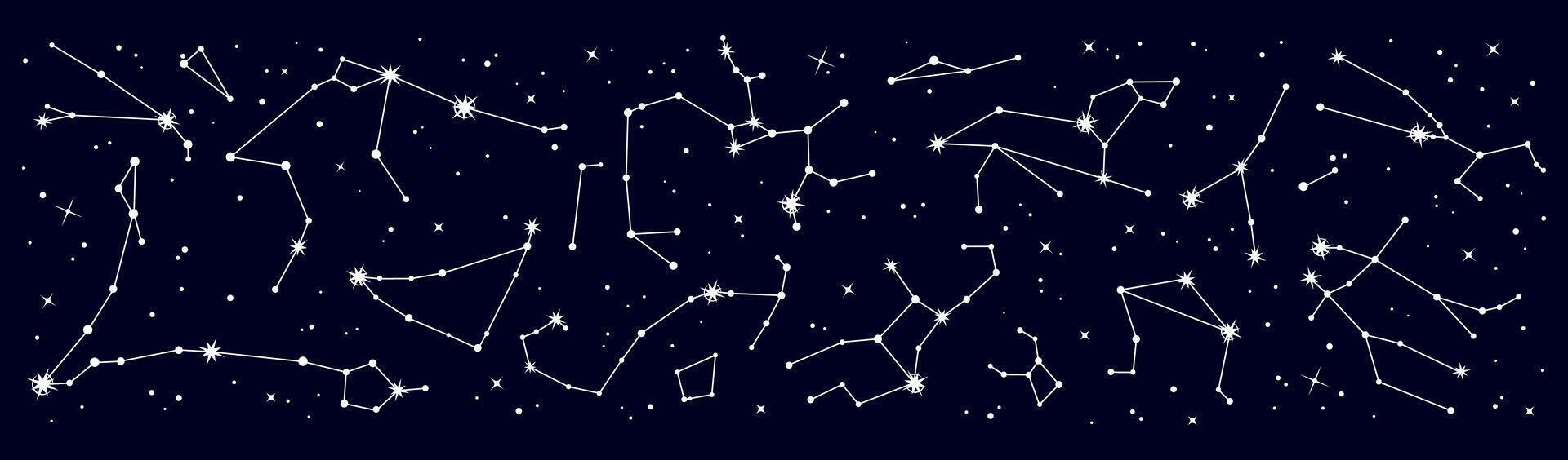 Star constellation border, galaxy night sky map vector