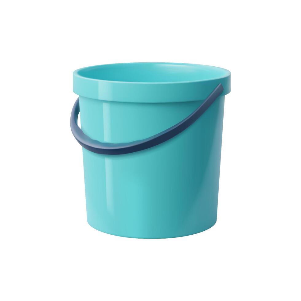 Realistic bucket, plastic container, pail or bin vector