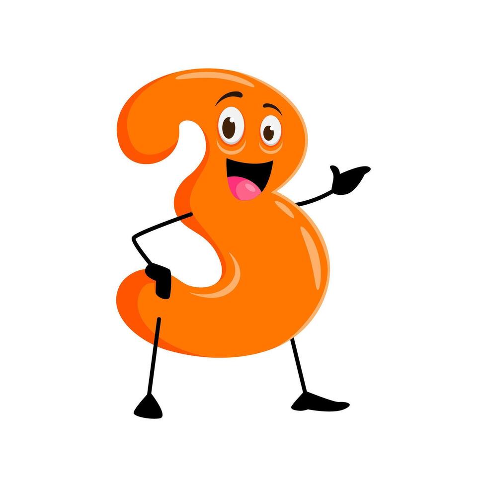 Cartoon funny math number three character vector