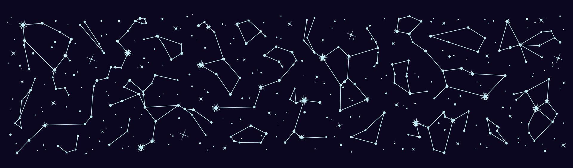 Star constellation border, night sky map pattern vector