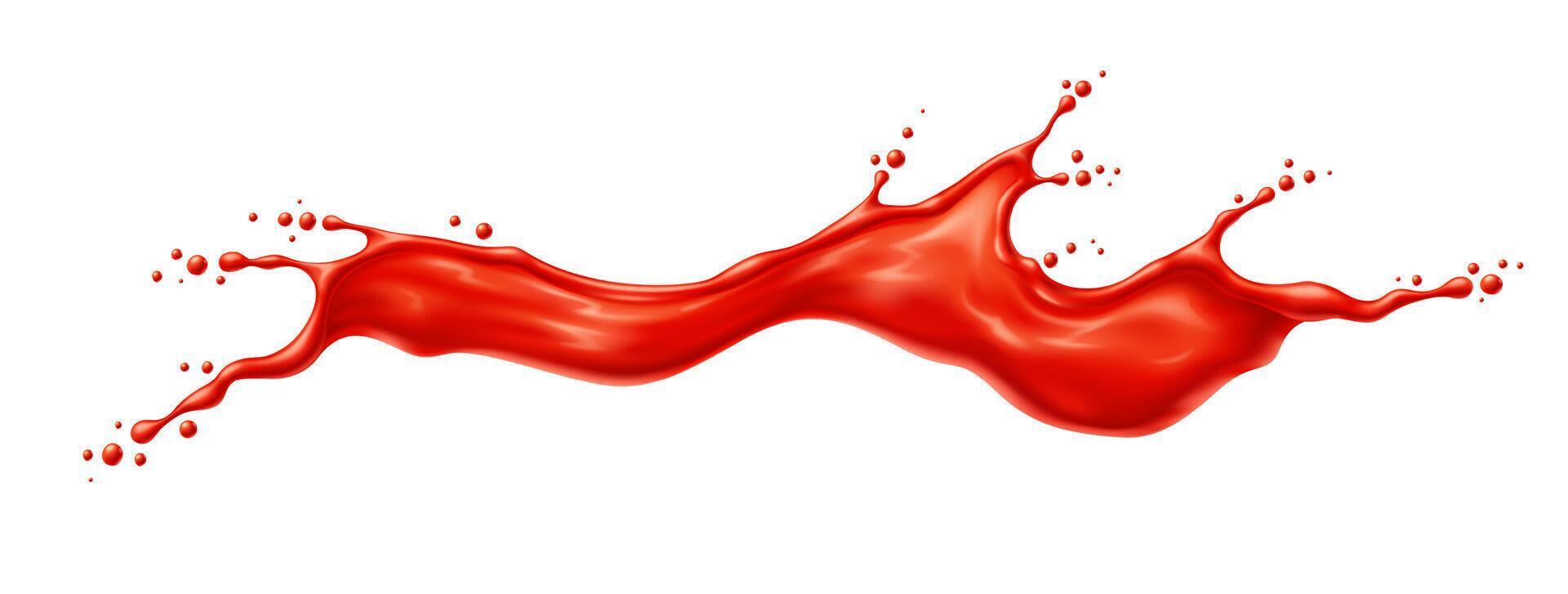 Red wave of tomato juice or ketchup sauce splash vector