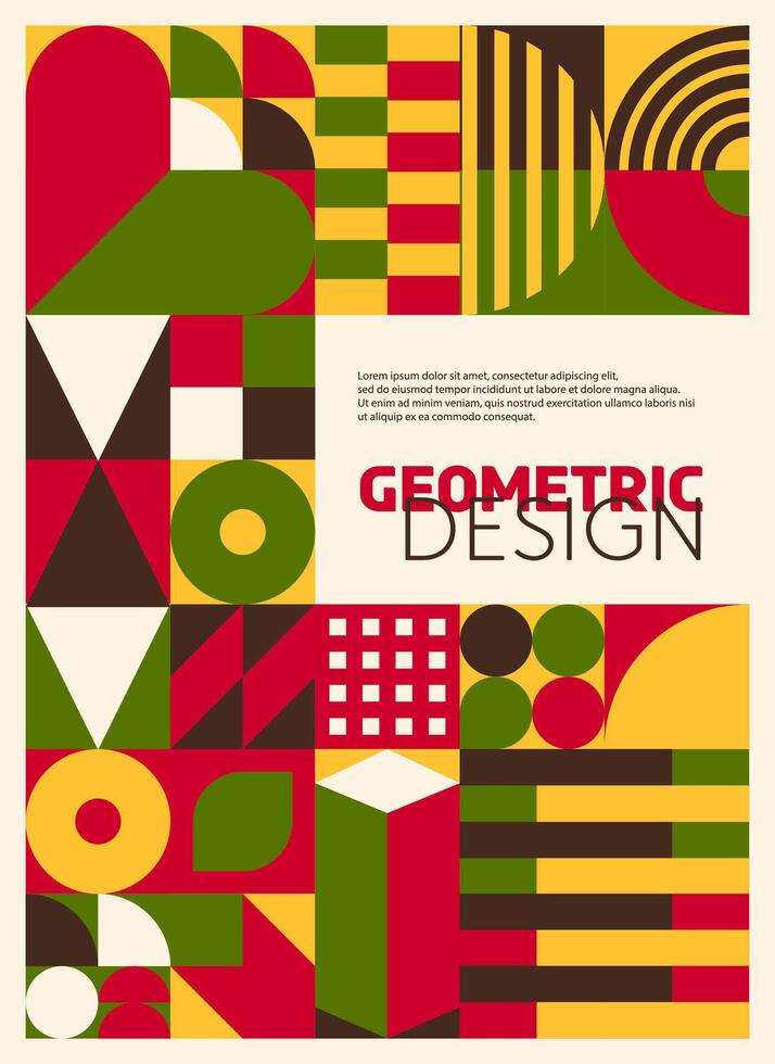 Poster with Mexican motif abstract Bauhaus pattern vector