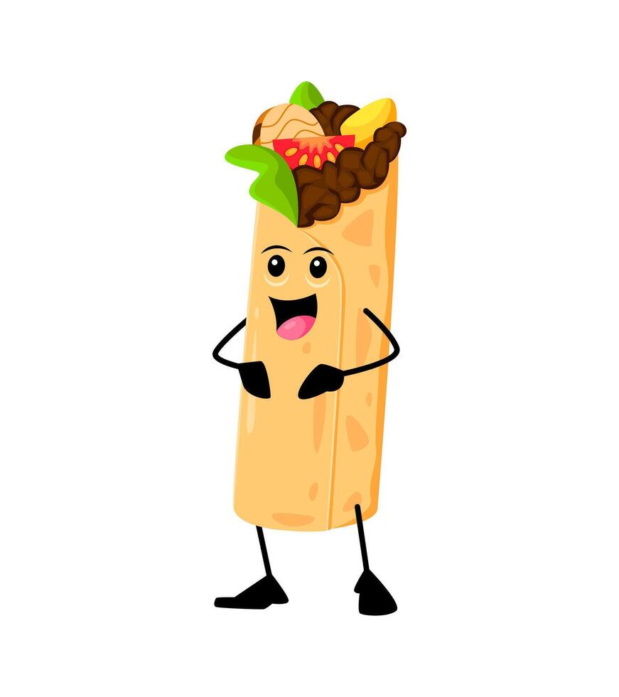Cartoon cheerful enchiladas fast food character vector