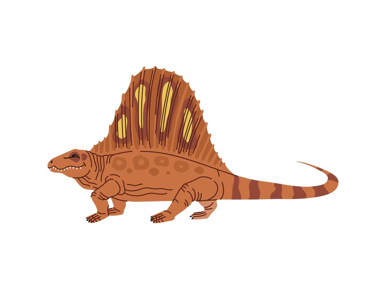 Dinosaur cartoon character Dimetrodon dino reptile vector