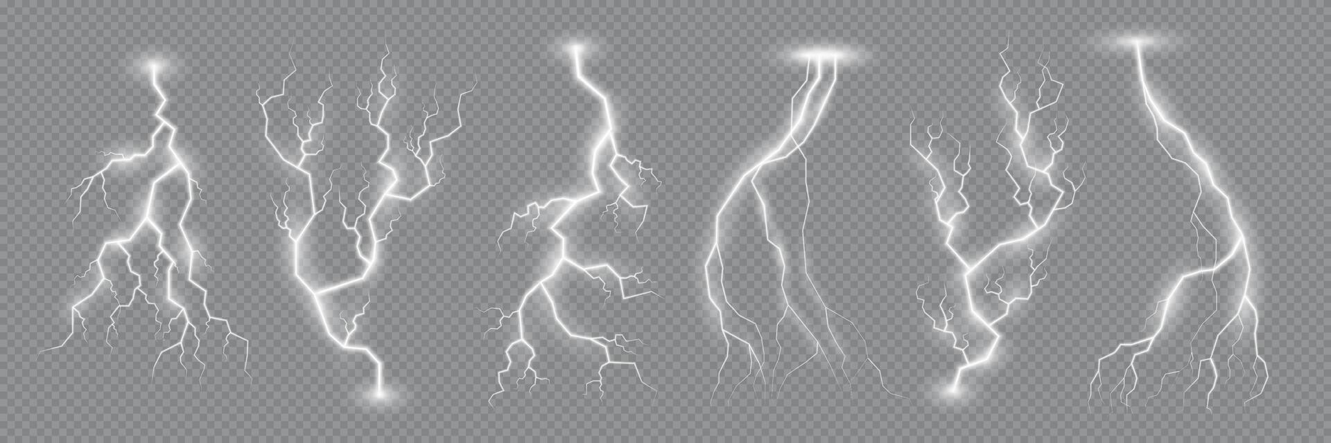 Lightning effect, flash strike, thunder bolt spark vector