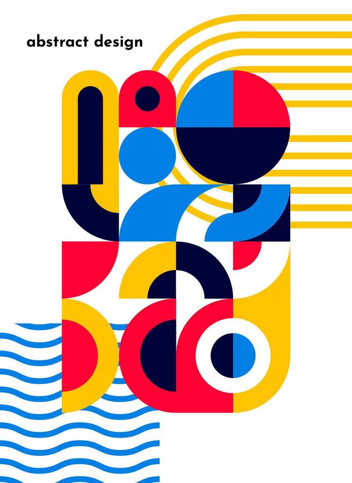 Abstract bauhaus geometric pattern poster vector